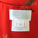 Milla by Camilla Paradise Circus Handkerchief Hem Midi Dress Red Silk Size Small