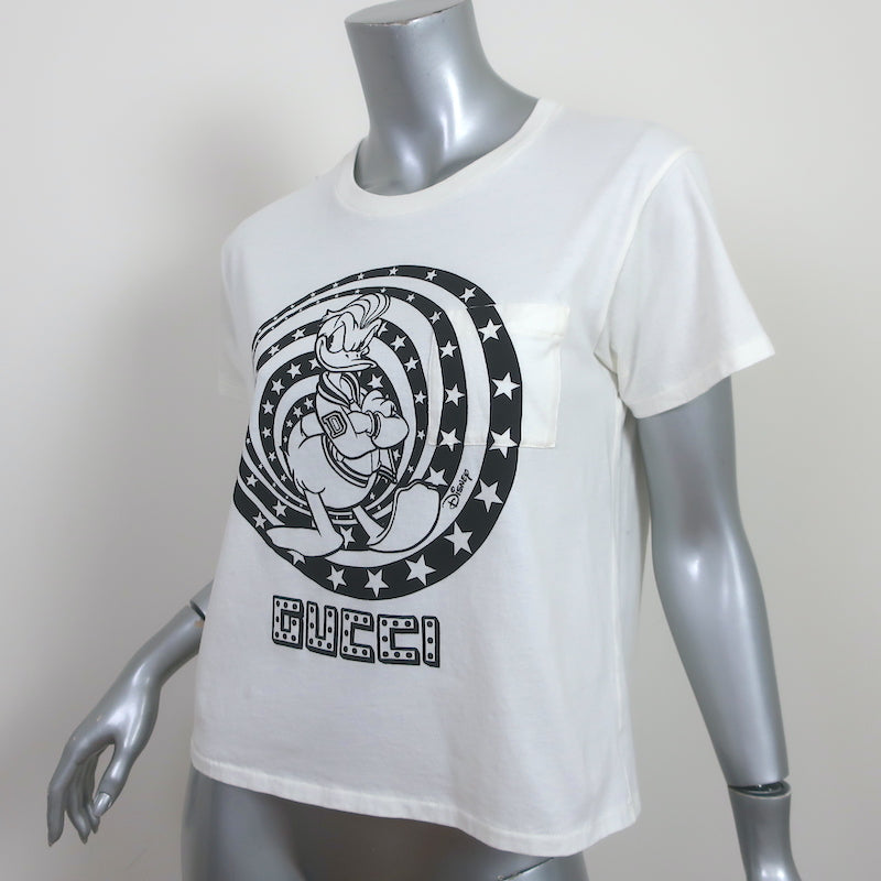 Gucci x Disney Donald Duck Cropped T-Shirt White Size Large Short Sleeve Top