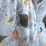 Alexis Off the Shoulder Smocked Mini Dress Gemina Blue Floral Print Size Small