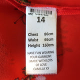 Milla by Camilla Paradise Circus Handkerchief Hem Midi Dress Red Silk Size Small