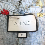 Alexis Off the Shoulder Smocked Mini Dress Gemina Blue Floral Print Size Small