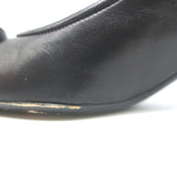 Chanel 05A CC Camellia Pointed Toe Slingback Pumps Black Leather Size 36