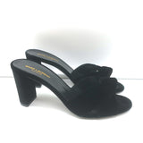 Saint Laurent Bianca Knotted Velvet Mules Black Size 40 High Heel Sandals NEW