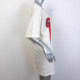 Gucci Blade Sequined Logo Oversized T-Shirt Ecru Size Large Short Sleeve Top