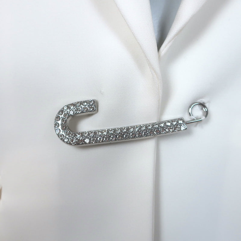 Cinq a Sept Cheyenne Rhinestone Pin Blazer Ivory Crepe Size 0 NEW