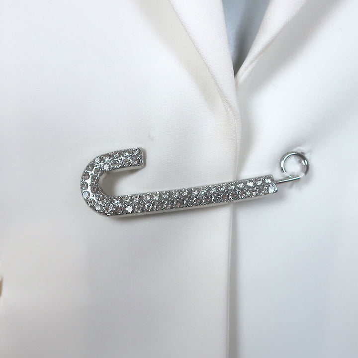 Cinq a Sept Cheyenne Rhinestone Pin Blazer Ivory Crepe Size 0 NEW