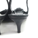 Chanel 05A CC Camellia Pointed Toe Slingback Pumps Black Leather Size 36