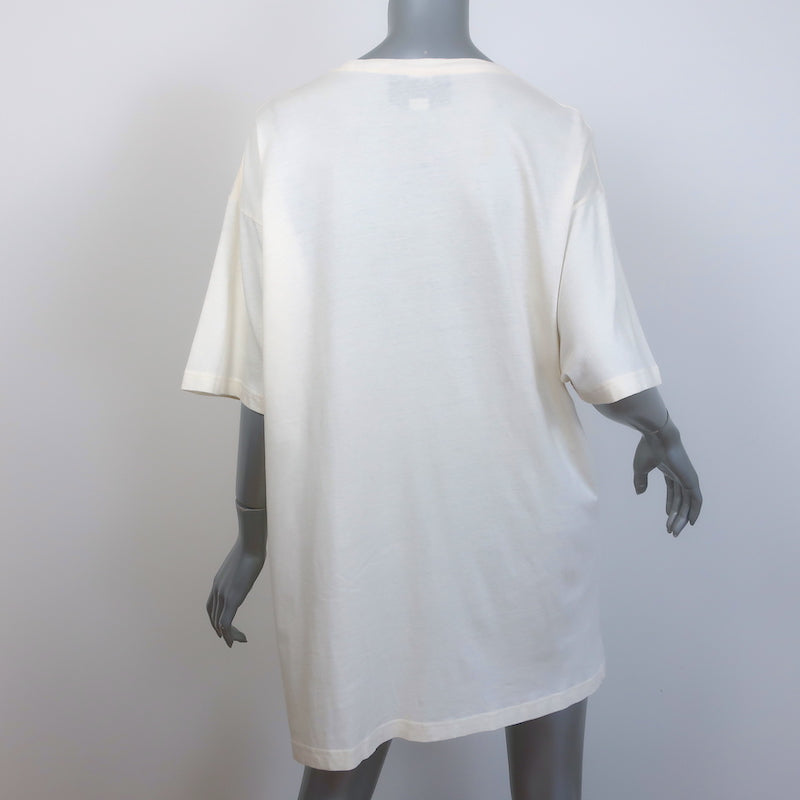 Gucci Blade Sequined Logo Oversized T-Shirt Ecru Size Large Short Sleeve Top