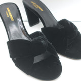 Saint Laurent Bianca Knotted Velvet Mules Black Size 40 High Heel Sandals NEW