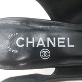 Chanel 05A CC Camellia Pointed Toe Slingback Pumps Black Leather Size 36
