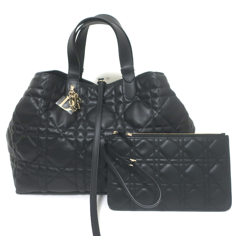 Christian Dior Large Toujours Bag Black Macrocannage Calfskin Leather NEW