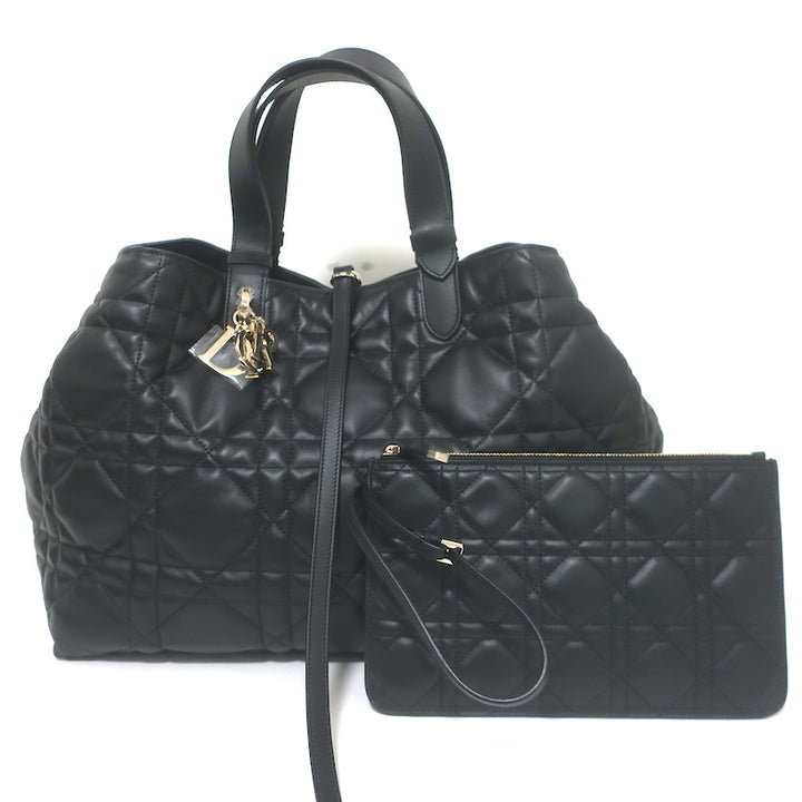 Christian Dior Large Toujours Bag Black Macrocannage Calfskin Leather NEW
