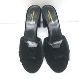 Saint Laurent Bianca Knotted Velvet Mules Black Size 40 High Heel Sandals NEW