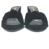 Saint Laurent Bianca Knotted Velvet Mules Black Size 40 High Heel Sandals NEW