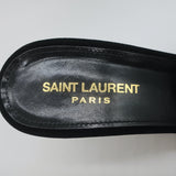 Saint Laurent Bianca Knotted Velvet Mules Black Size 40 High Heel Sandals NEW