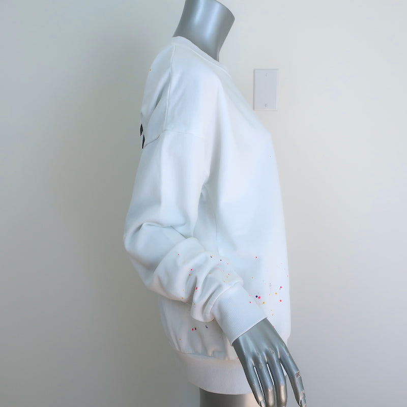 SPRWMN Paint Splatter Sweatshirt White Cotton Size Medium Crewneck Pullover