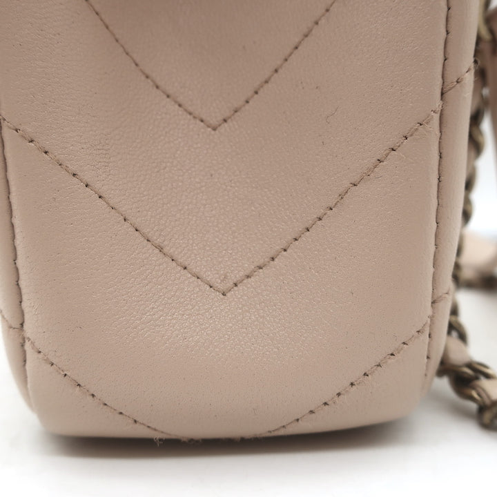 Chanel 2016 Coco Envelope Flap Bag Beige Chevron Quilted Leather Crossbody