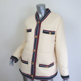 Gucci Web-Trim Padded Jacket Ivory Size 42