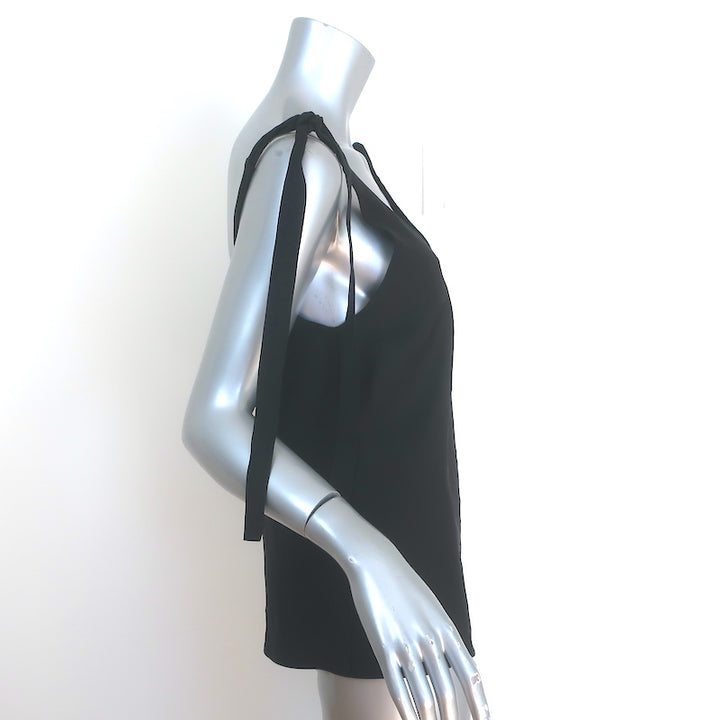 Zimmermann Tie-Strap Tank Top Black Linen Satin Size 2