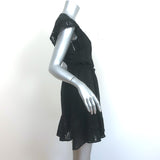 Veronica Beard Button-Front Mini Dress Black Eyelet Embroidered Cotton Size 2