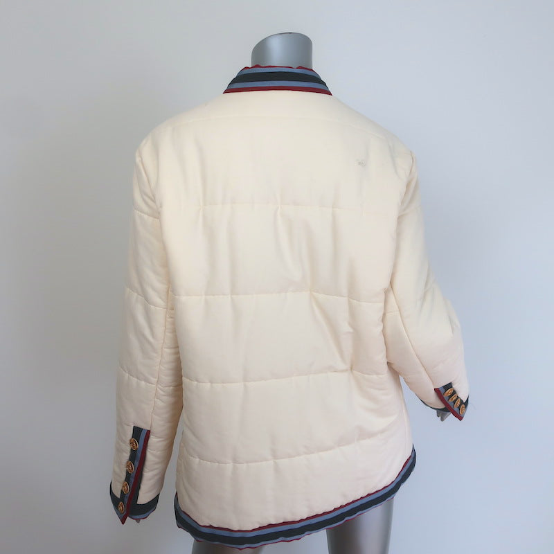 Gucci Web-Trim Padded Jacket Ivory Size 42