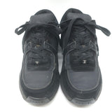 Chanel 22S CC Low Top Sneakers Black Suede & Nylon Size 39