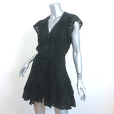 Veronica Beard Button-Front Mini Dress Black Eyelet Embroidered Cotton Size 2