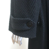 Emporio Armani Belted Maxi Coat Black Textured Virgin Wool Size 36