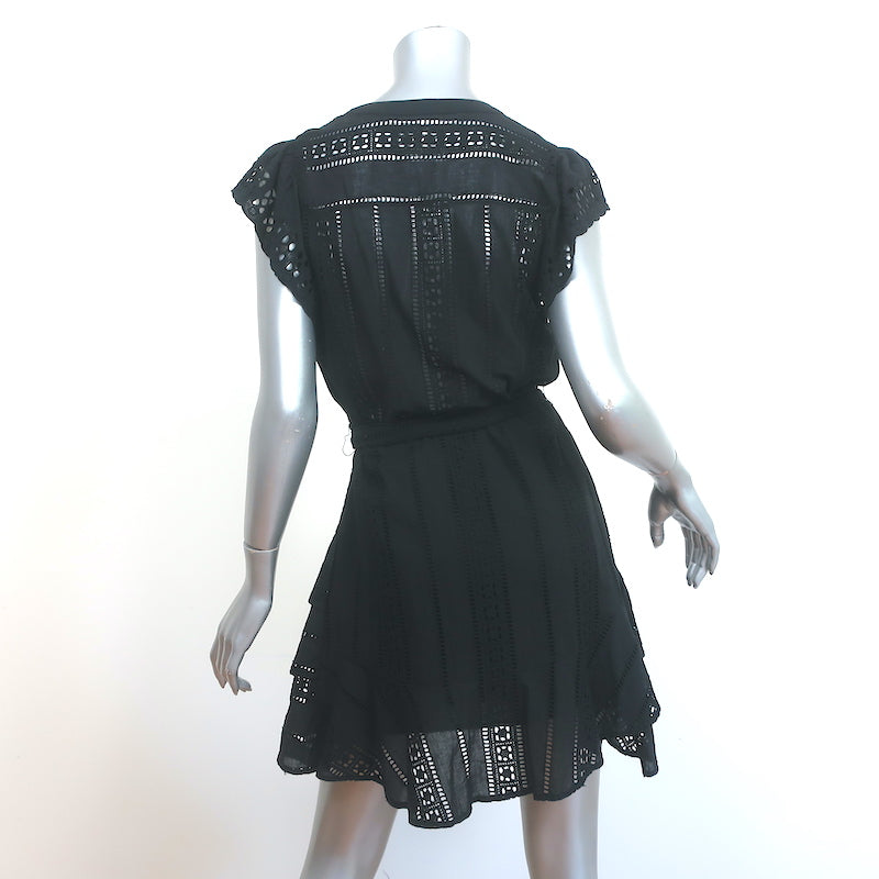 Veronica Beard Button-Front Mini Dress Black Eyelet Embroidered Cotton Size 2