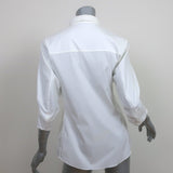 Christian Dior Beaded Patch Button Down Blouse White Stretch Cotton Size 40