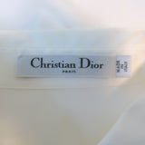 Christian Dior Beaded Patch Button Down Blouse White Stretch Cotton Size 40