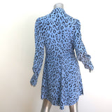 A.L.C. Marcella Leopard Print Zip-Front Mini Dress Light Blue Silk Size 10