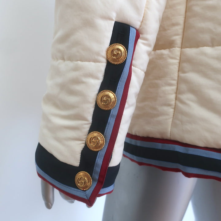 Gucci Web-Trim Padded Jacket Ivory Size 42