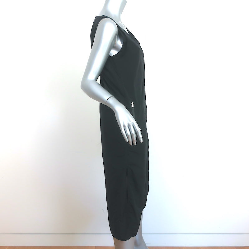 Jil Sander Packaway Sleeveless Midi Dress Black Nylon Size 36