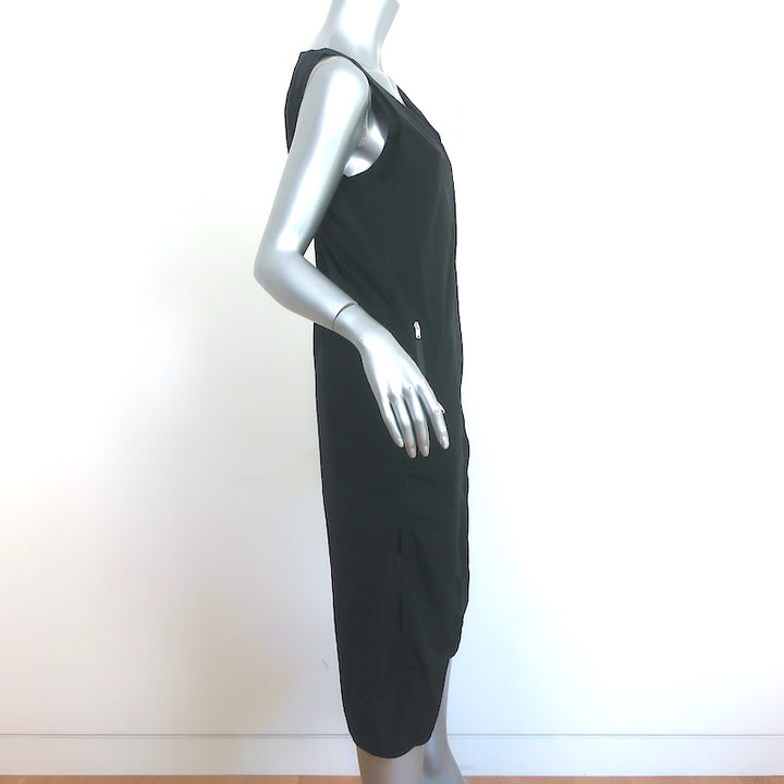 Jil Sander Packaway Sleeveless Midi Dress Black Nylon Size 36