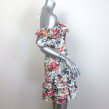 Zimmermann Allia Pintuck Halter Mini Dress White Floral Print Linen Size 2