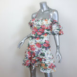 Zimmermann Allia Pintuck Halter Mini Dress White Floral Print Linen Size 2