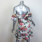 Zimmermann Allia Pintuck Halter Mini Dress White Floral Print Linen Size 2