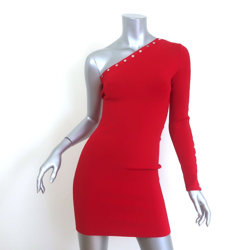 Alexander Wang Women's Snap-Detail One-Sleeve Minidress - Red Size M Alexander Wang Women's Snap-Detail One-Sleeve Minidress - Red Size M