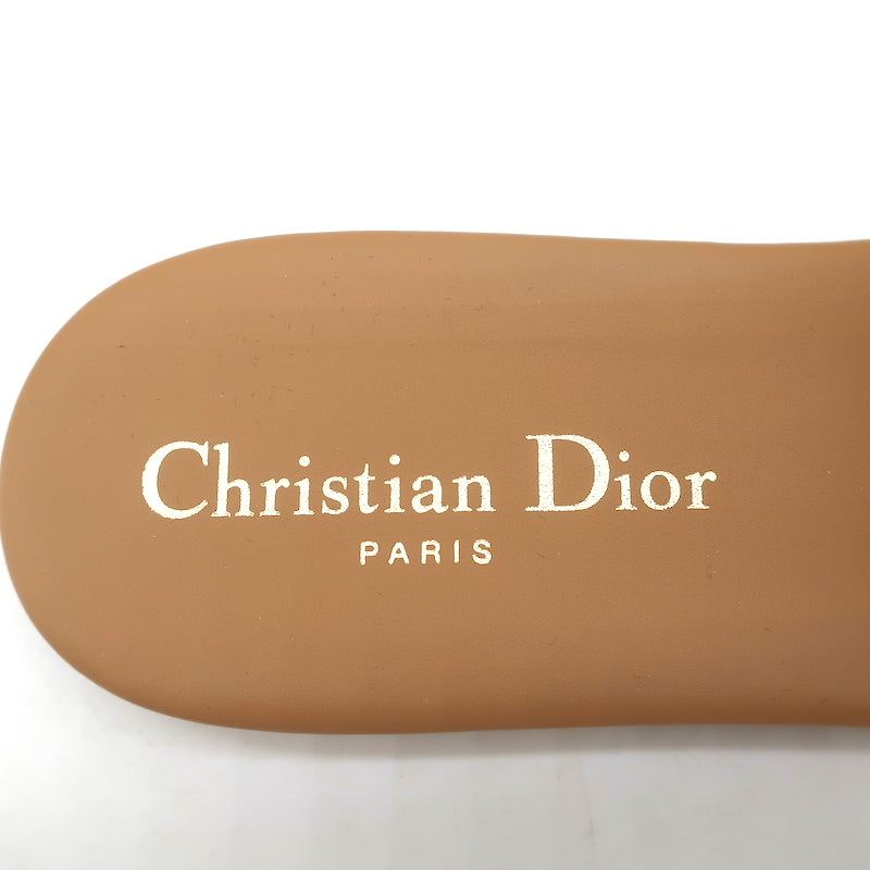 Christian Dior 30 Montaigne Flat Slide Sandals Camel Leather Size 39