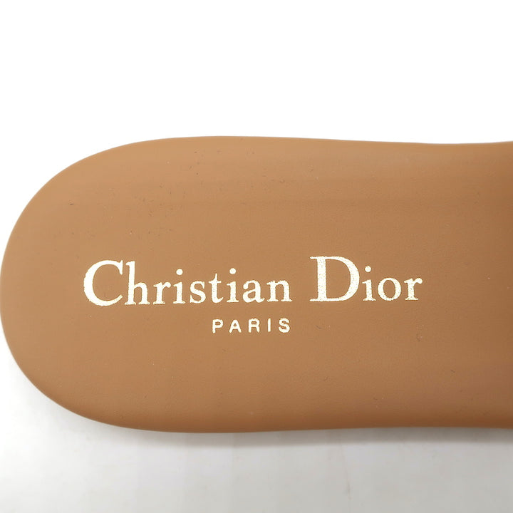 Christian Dior 30 Montaigne Flat Slide Sandals Camel Leather Size 39