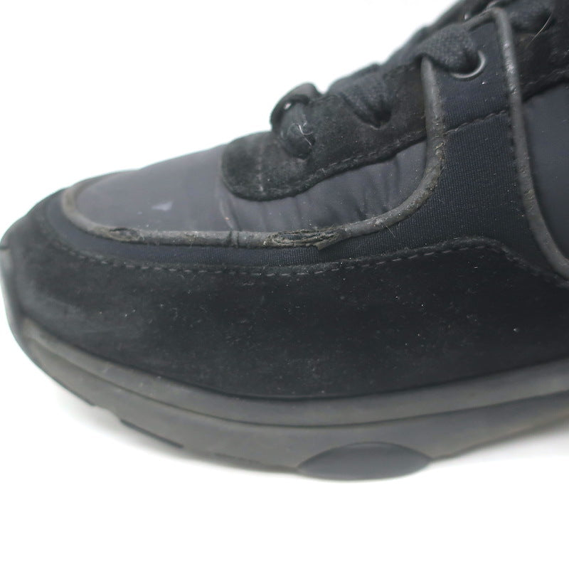 Chanel 22S CC Low Top Sneakers Black Suede &amp; Nylon Size 39
