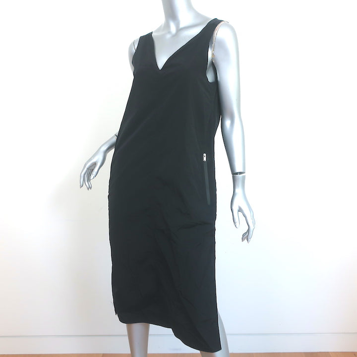 Jil Sander Packaway Sleeveless Midi Dress Black Nylon Size 36