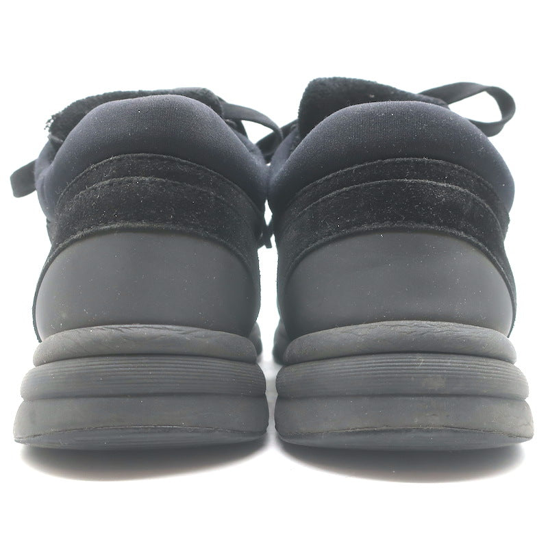 Chanel 22S CC Low Top Sneakers Black Suede &amp; Nylon Size 39