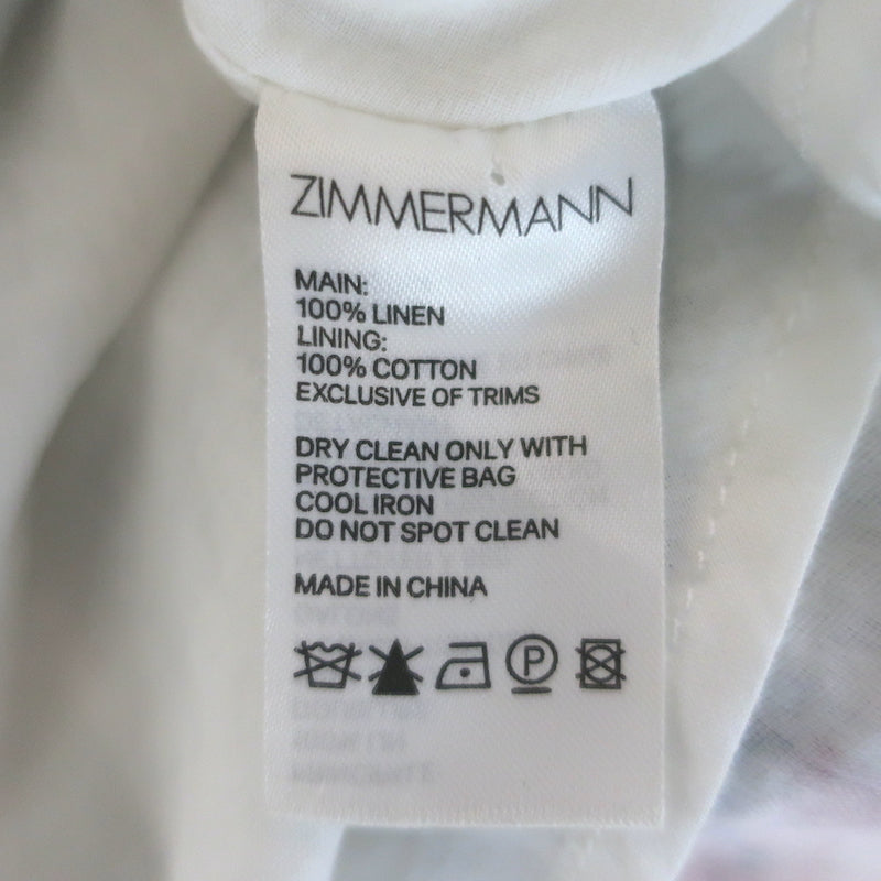 Zimmermann Allia Pintuck Halter Mini Dress White Floral Print Linen Size 2