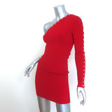 Alexander Wang Asymmetrical Snap-Trimmed Mini Dress Red Size Medium