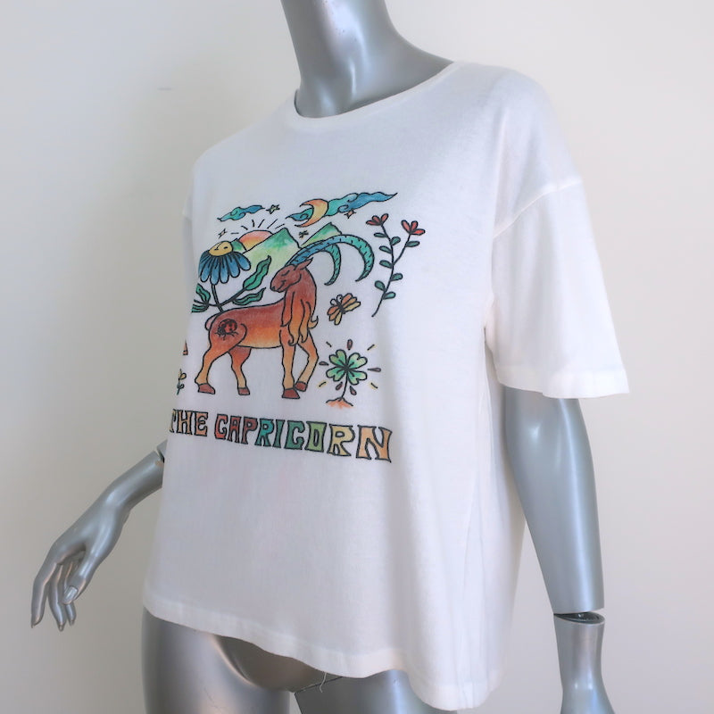 Monoki Capricorn Astro Tee White Cotton One Size NEW