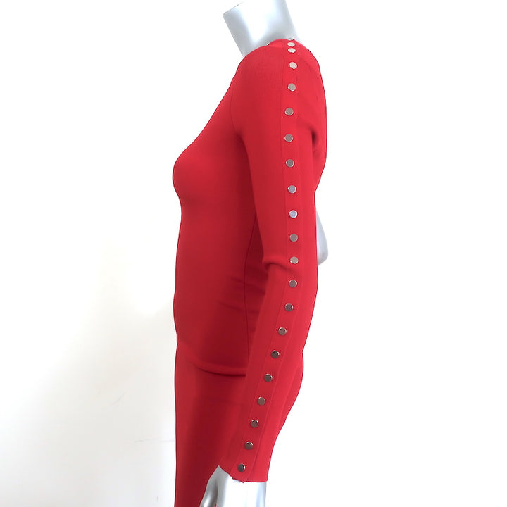 Alexander Wang Asymmetrical Snap-Trimmed Mini Dress Red Size Medium