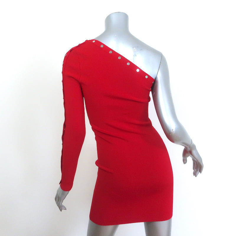 Alexander Wang Asymmetrical Snap-Trimmed Mini Dress Red Size Medium