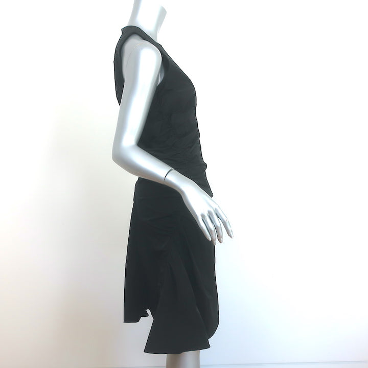 Bottega Veneta Ruched Fit &amp; Flare Mini Dress Black Stretch Nylon Size 40